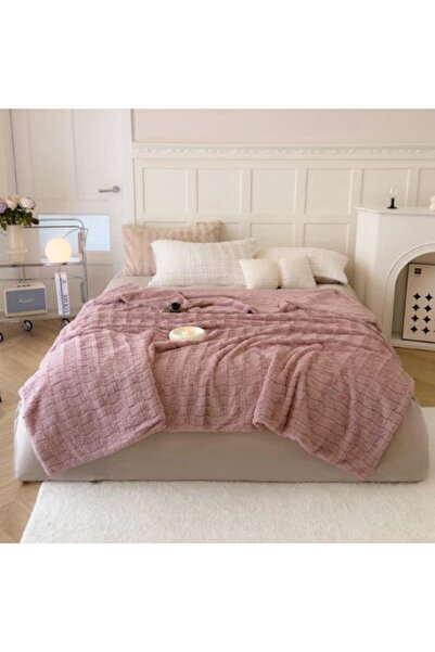 OEM Blanket, imitation rabbit, 200x240 cm plain, pink
