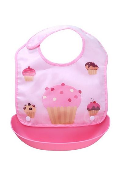 Little Mom Baveta impermeabila cu buzunar Cupcake Pink