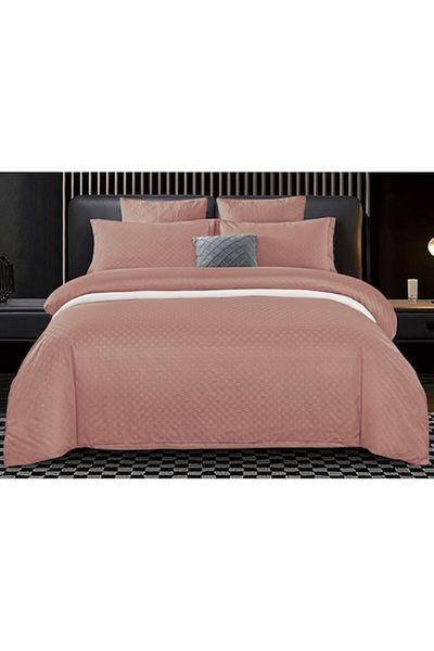 Pucioasa Double Bed Linen, Velvet Picket Grofat Lux, Pucioasa, 6 pieces, 2 persons, Uni, 245x250cm, Light Bro
