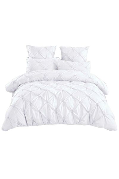 OEM Luxury Bedding Set, Uni, Embroidered Pleats, 6 Pieces, Finet, 235x240cm, White