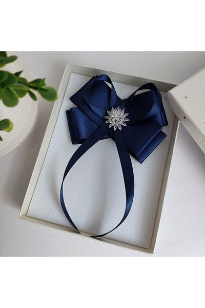 OEM Navy blue brooch with metal accessory