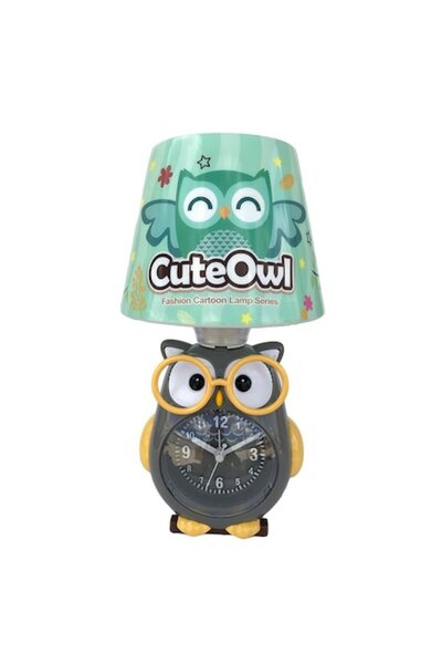 OEM Lampă cu ceas în formă de bufniță cu ochelari, neagră, 13x26 cm