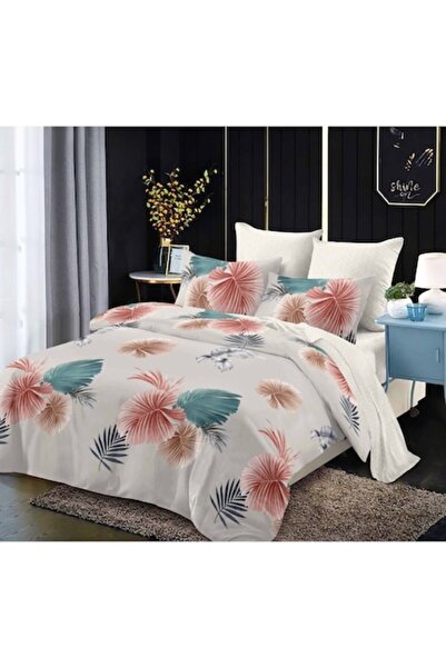 OEM Lenjerie de pat dublu, Finet, 6 piese, 2 persoane, imprimeu Frunze Colorate