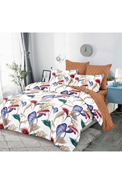 OEM Set de lenjerie de pat, cearșaf elastic, Finet, 6 piese, 2 persoane, flor...