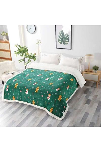 OEM Patura Imblanita, Imprimeu Festiv Craciun, Turta Dulce, 200x230cm, Multicolor