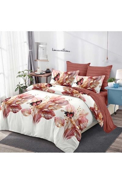 OEM Double Bed Linen Set, Spring Scenery Print, Reversible, 6 Pieces, 180x200 cm, Finet, Multicolor