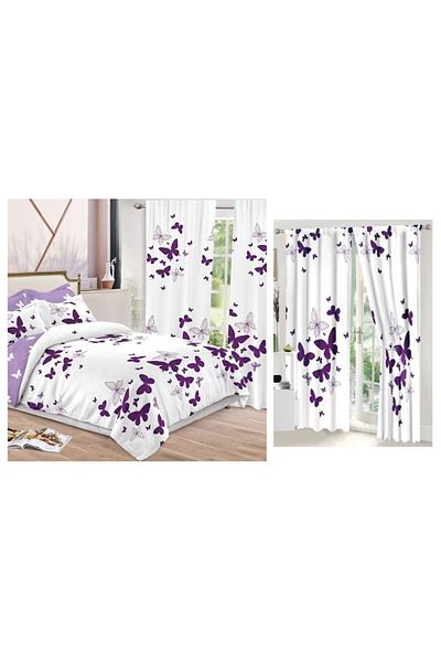 OEM Double Bed Sheet Set with Matching Curtains, 8 Pieces