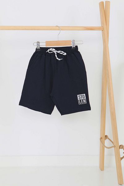 TOFİSA Girl's Dark Navy Blue Printed Shorts - 27335