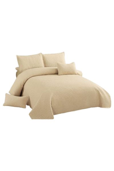 OEM Duvet cover and 4 pillowcases, Cotton and Linen, 5 pieces, Plain, 220x240cm, Beige