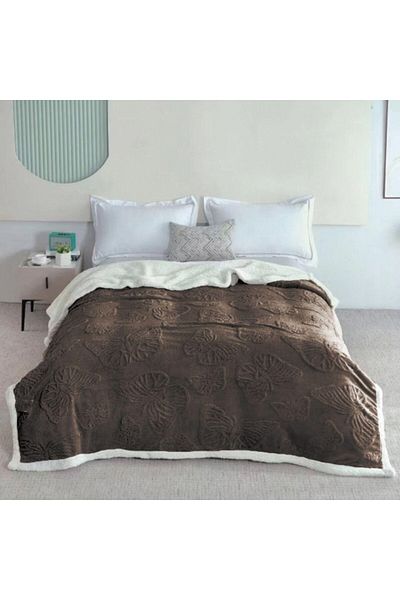 OEM Patura Imblanita, Embosat 3D Fluturi, 200x230cm, Maro