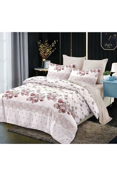 OEM Double Bed Linen, Spring, 6 Pieces, 2 Persons, 235x250cm, Finet, Peony Bouquet, Multicolor