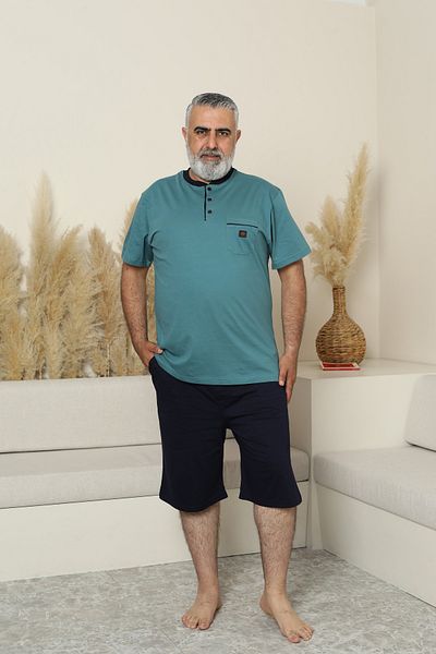 KAPİTEX Σετ ανδρικές πιτζάμες με κοντό μανίκι Six Capri Plus Size