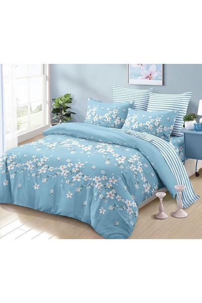 OEM Double Bed Sheets, Spring, Elastic Sheet, 6 Pieces, 2 People, 180x200cm, Finet, Flowering Branches,