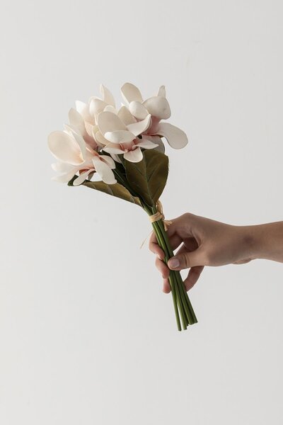 Dekora Çiçek Yapay Lüx Lateks Manolya Demeti 33cm Açık Pembe 7 Kafa