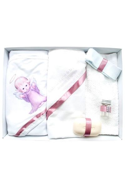 OEM Set de botez, 6 piese, „Rădăcini și aripi”, înger, alb-violet