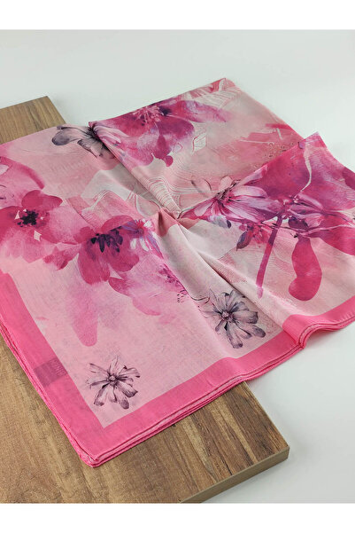 İpekel Pembe Serisi Desenli Dijital Elegance Pamuklu Eşarp Yazma SNM1045-12