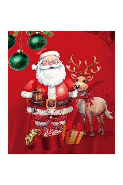 OEM Double Bedding Set, Christmas 3D Model, 6 Pieces, Cotton Finet, Santa Claus Print, Red