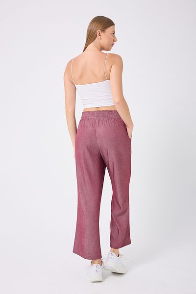 Miss couture Slim Denim Fabric Wide Leg Trousers 1041