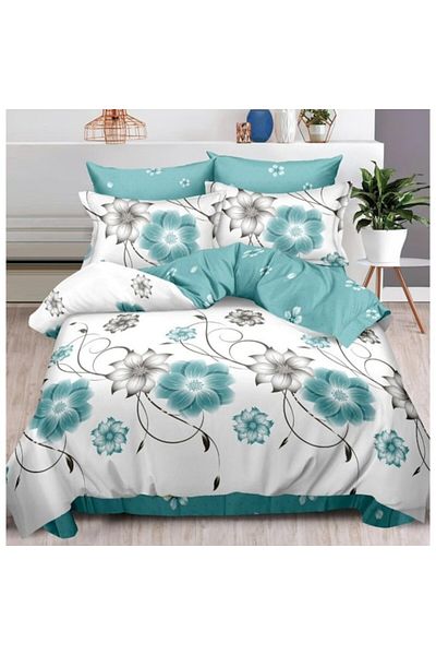 OEM Double Bed Sheet Set, Pastel Flowers Print, 6 Pieces, 240x250cm, Finet, Multicolor