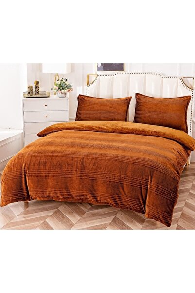 OEM Lenjerie de Pat, Cocolino, 4 Piese, 2 persoane, 210x230cm, Uni, Caramiziu