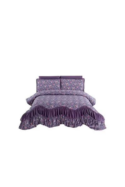 JOJO HOME Cuvertura si 2 fete de perna, Jojo Home, Finet, imprimeu floral, M2, 3 piese, 2 persoane, 220x270cm,