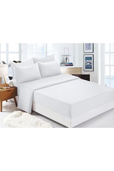 OEM Bed Linen Set, 6 Pieces, Double, 180x200cm, Finetailed Damask, White