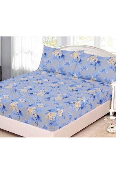 OEM Single Bed Sheet with Elastic, 2 Pieces, Floral Bouquet Print, Multicolor, 140x200 cm