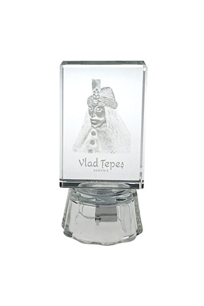 OEM Decorațiune din sticlă cu LED, Vlad Tepes, 4x9cm, Transparentă