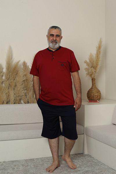 KAPİTEX Plus Size Short Sleeve Six Capri Men's Pajama Set