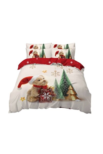 OEM Set de lenjerie de pat, Finet, festiv de Crăciun, ursuleț de pluș, 6 pies...