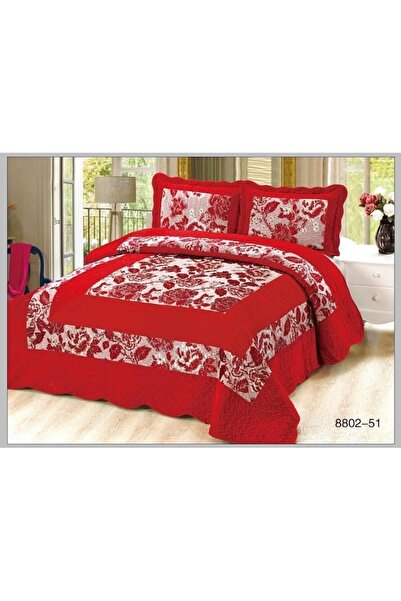 OEM Velvet Bedspread with 2 Pillowcases, 3 Pieces, 230x250cm, Red