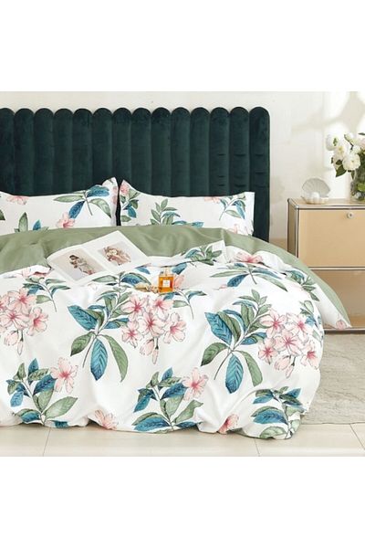 OEM Bed linen, Floral Print, 4 pieces, 1 person, 155x220cm, Fine Satin, Multicolor