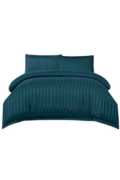 OEM Bed Linen Set, Elastic Sheet, Finet Damask Type, 4 Pieces, Uni, 180x200cm, Dark Turquoise