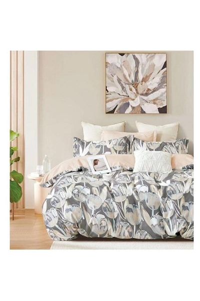 OEM Double Bed Linen, Tulip Print, 2 Persons, 240x250cm, Finet, Multicolor