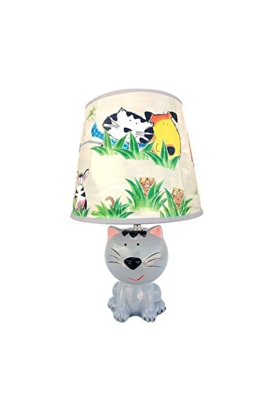 BV Lampă ceramică, design pisică, 33 cm, soclu E14, 40W