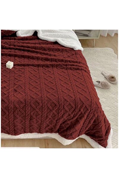 OEM Patura Imblanita, Sherpa Throw, Grofat 3D Tricot, 200x230cm, Bordo