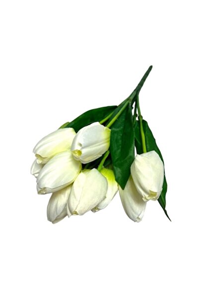 OEM Buchet de lalele boboci, 9 fire 40x20 cm alb