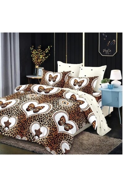 OEM Double Bed Sheet, 6 Pieces, Heart Shape, Multicolor