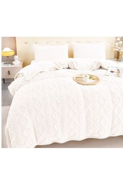 OEM Lenjerie de pat, 4 piese, 2 persoane, 220x230 cm, alb