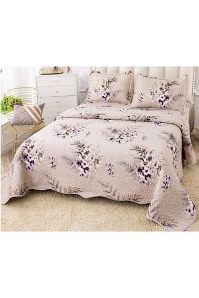 OEM Bedspread, Cotton and Linen, Floral Print, 5 Pieces, 2 Persons, 230x250cm, Multicolor