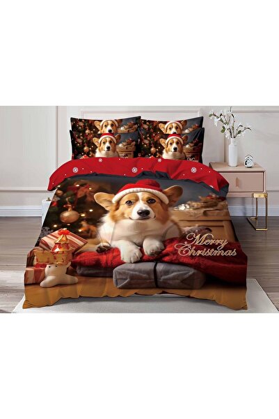 OEM Set Double Bed Sheet, Christmas 3D Model, 6 Pieces, Cotton Finet, Dog Print