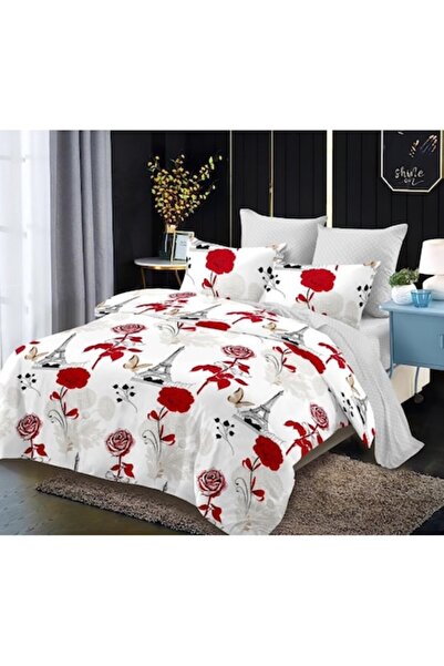 OEM Lenjerie de pat, Finet, 6 piese, 2 persoane, imprimeu Paris, 230x250cm, M...