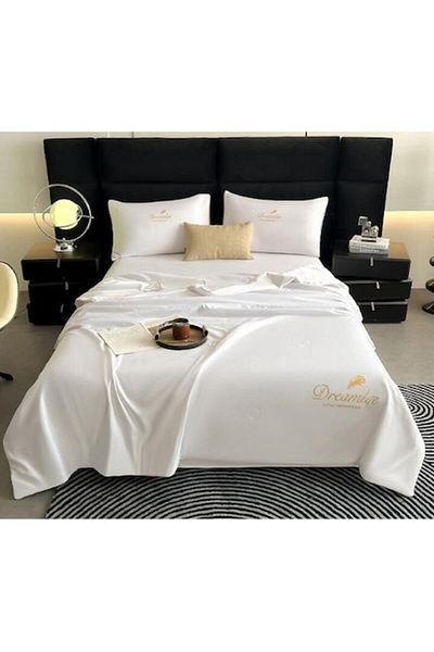 OEM Double Bed Linen Set, Summer Quilt, Uni, 4 Pieces, 2 Persons, 240x245 cm, White