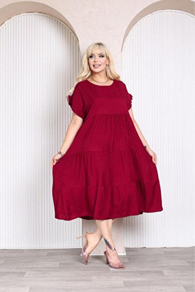 mervemoda Women's Large Size Sleeveless Summer Dress