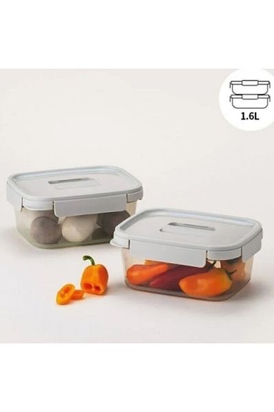 locknlock 2-Piece Solid Lunch Box with Clip-Lock Lid Set - 1.6 L