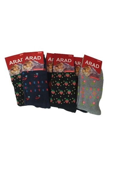 Arad Set cu 6 perechi de șosete din fleece pentru femei, 80% bumbac, mărimea 36-40, multicolor