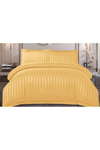 OEM Bed Linen, Fitted Sheet, Fine Damask Type, 4 Pieces, Plain, 180x200cm, Straw Yellow