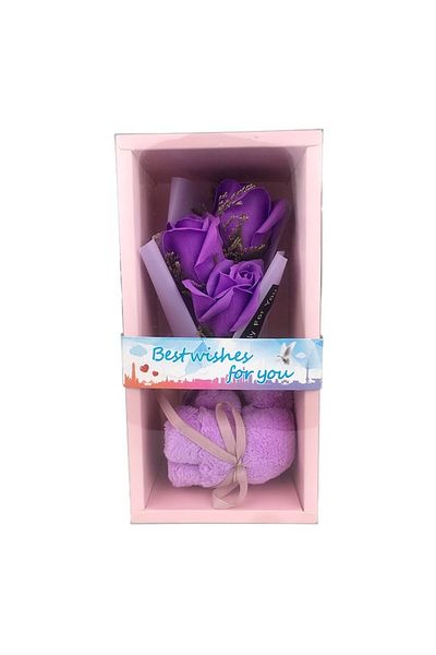 OEM Bouquet of five Bouquet of three soap/foam roses and bear-shaped towel