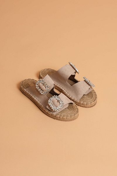 CİMİLİ SHOES Women's Double Buckle Stone Slippers Orthopedic Sole