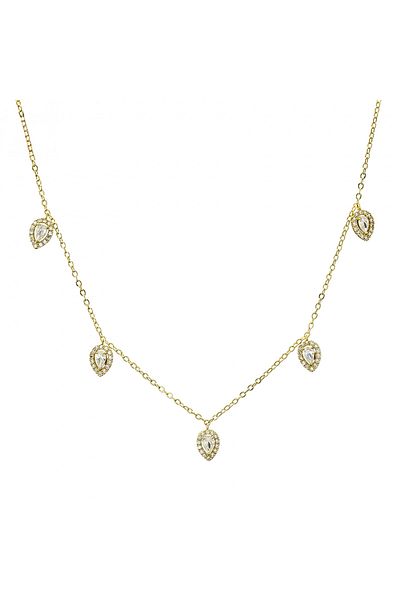Eva Grace Irene necklace, gold, thin, decorated with zirconia, teardrop pattern